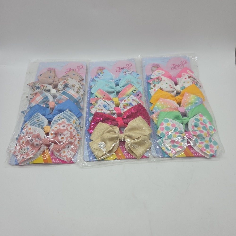 Lot 18ct Jojo Siwa 5" Bows Assorted Styles Unicorn Flowers Sprinkles Pink Blue - Picture 4 of 12